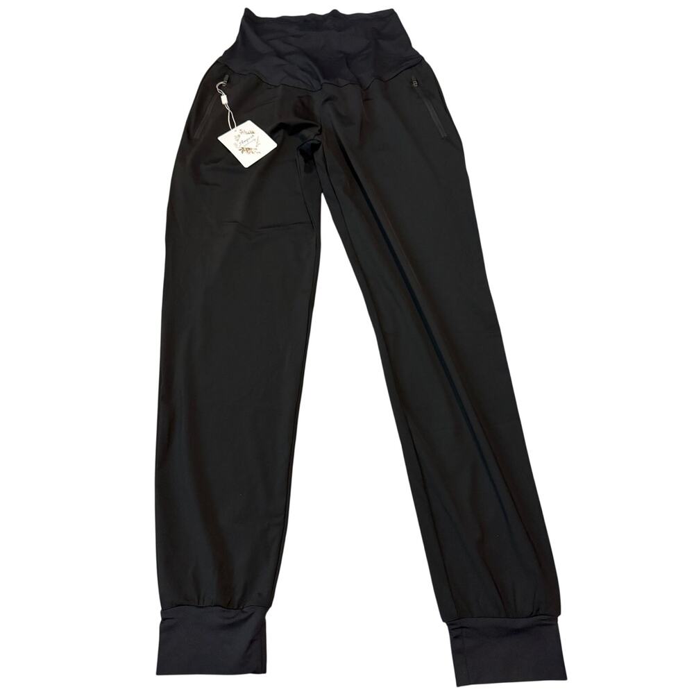 AMPOSH Women's Maternity Joggers Size Small Black NWT Over Belly Lounge Pants